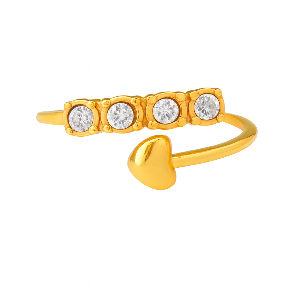 Bague Dorée Cœur & Strass