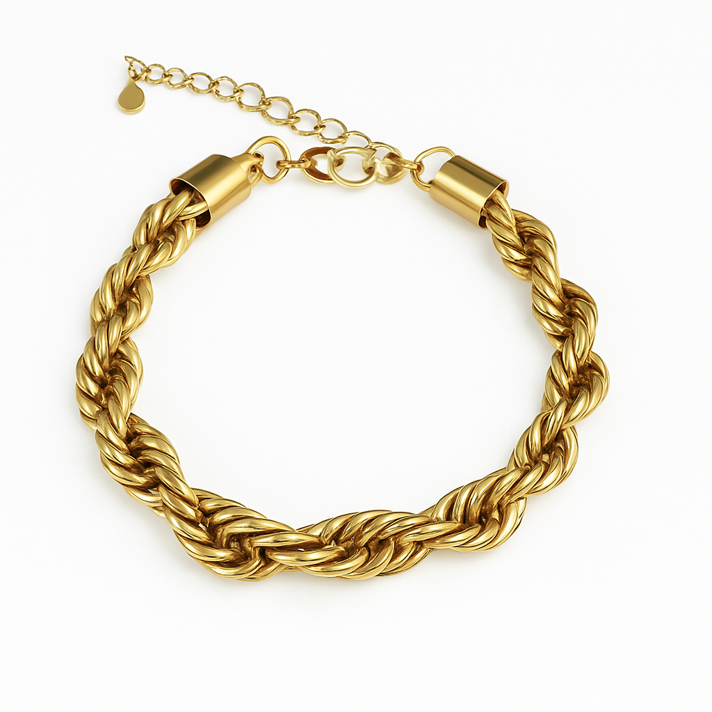 Bracelet grosse maille Torsadé Doré