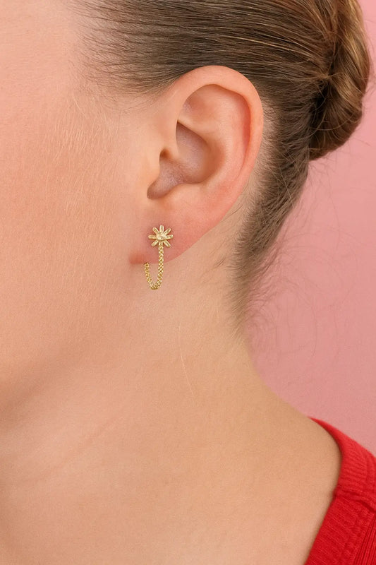 Boucles d’oreilles puces avec chaines Chéri Chérie