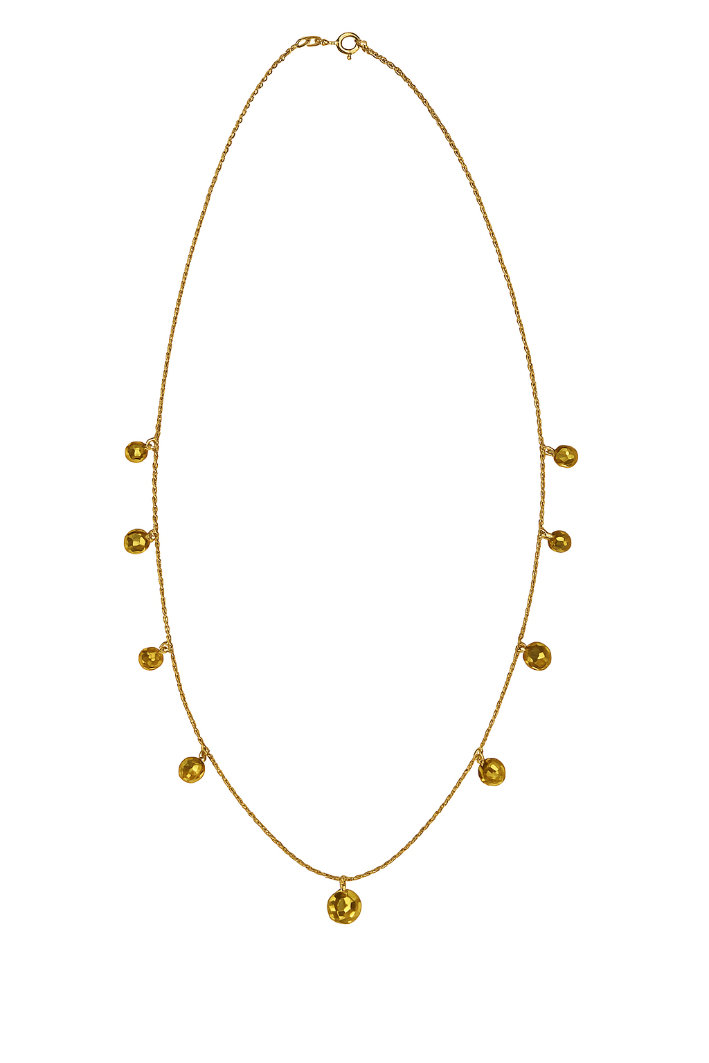 Collier sautoir avec pastilles martelé
