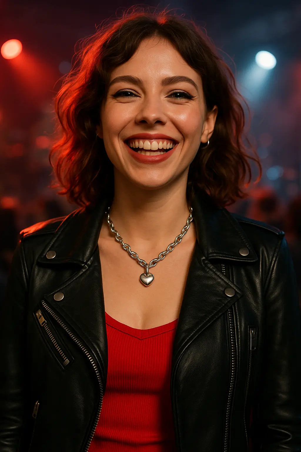 Collier VALENTINA grosses mailles cœur porté cou femme style audacieux chic - Chéri Chérie