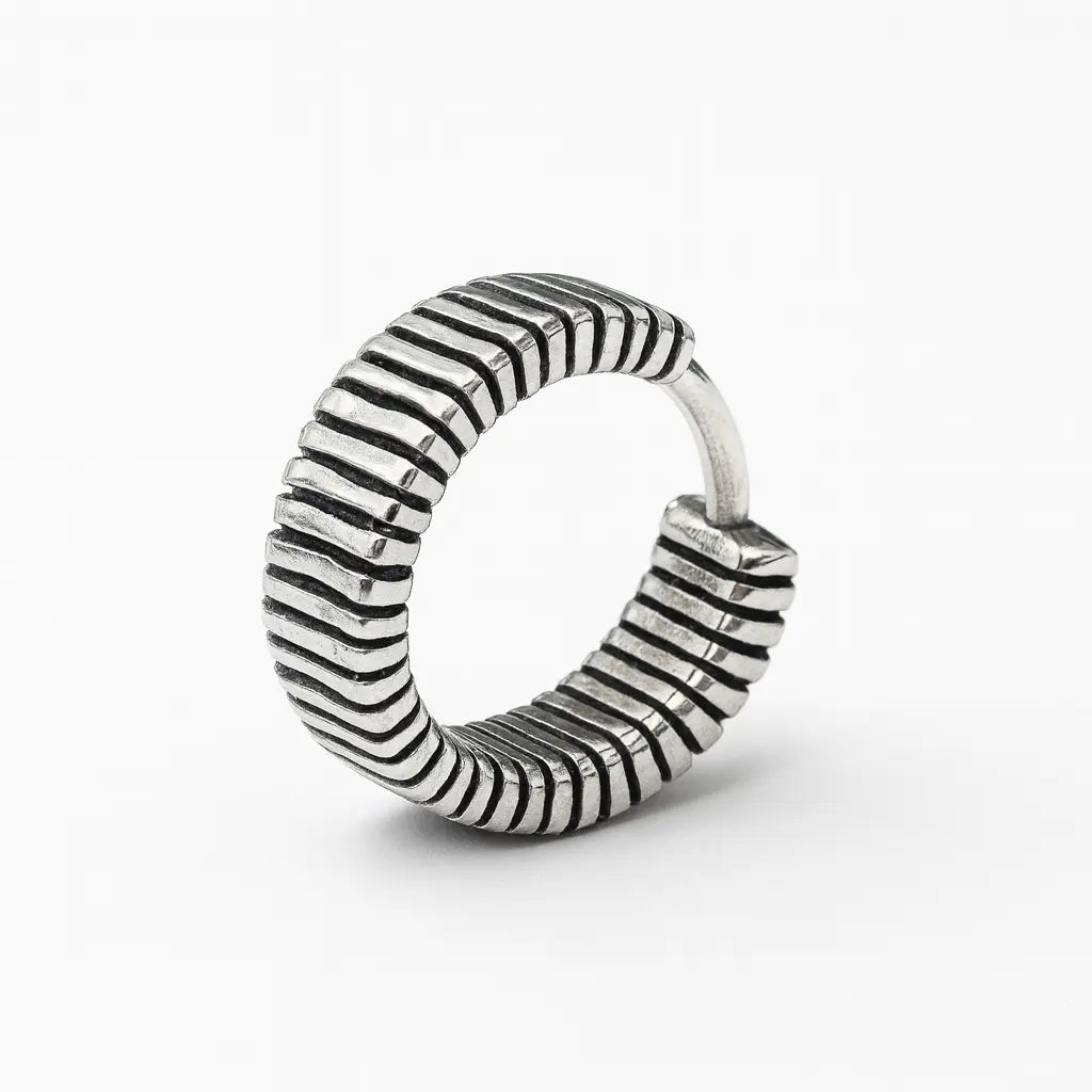 Boucle d'oreille homme anneau argenté acier inoxydable 316L - Chéri Chérie