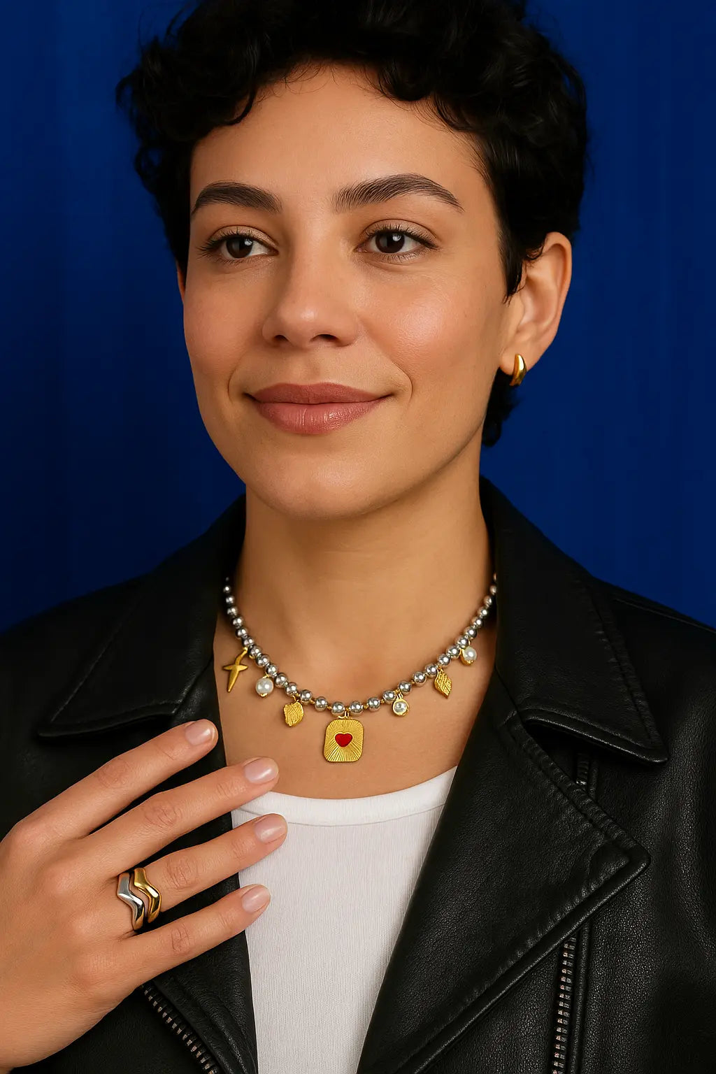 Collier argent et breloques or Chéri Chérie