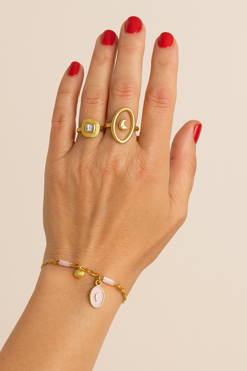 Bracelet coquillage fond rose