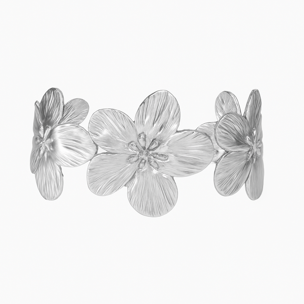 Jonc fleurs argent Chéri Chérie