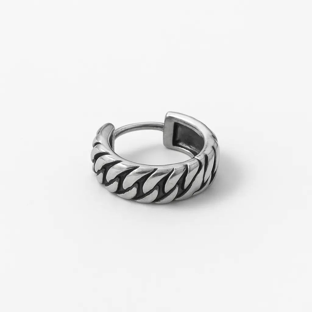 Boucle d'oreille homme ronde argentée acier inoxydable 316L - Chéri Chérie