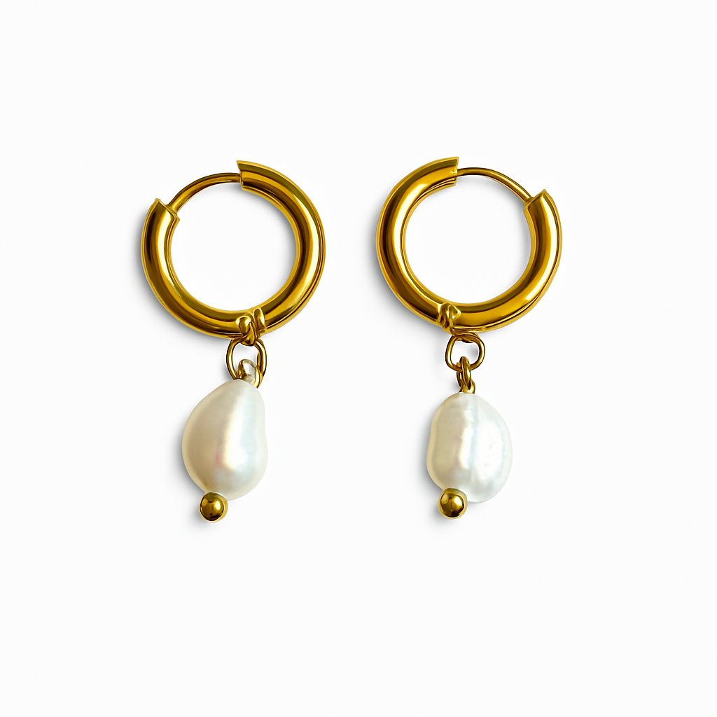 Boucles d’oreilles créoles avec perles
