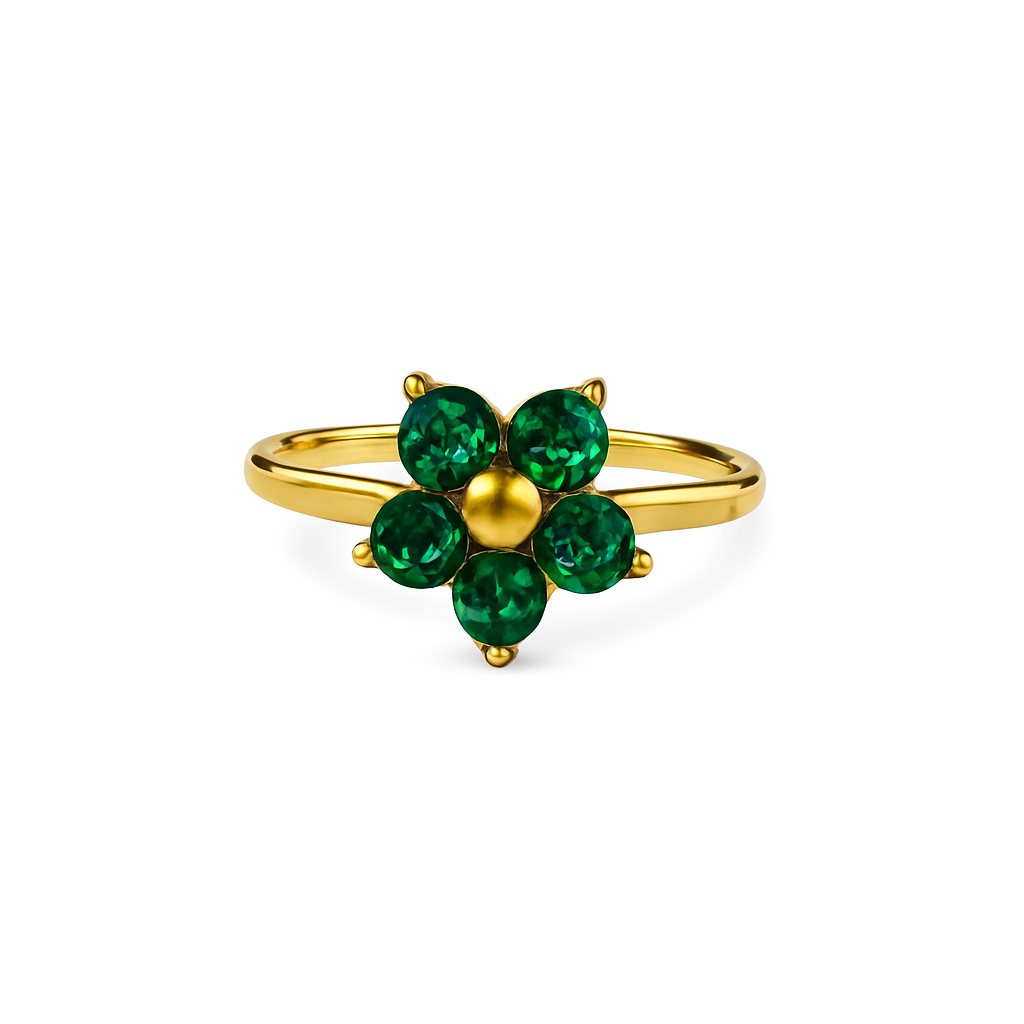 Bague Petite fleur émeraude