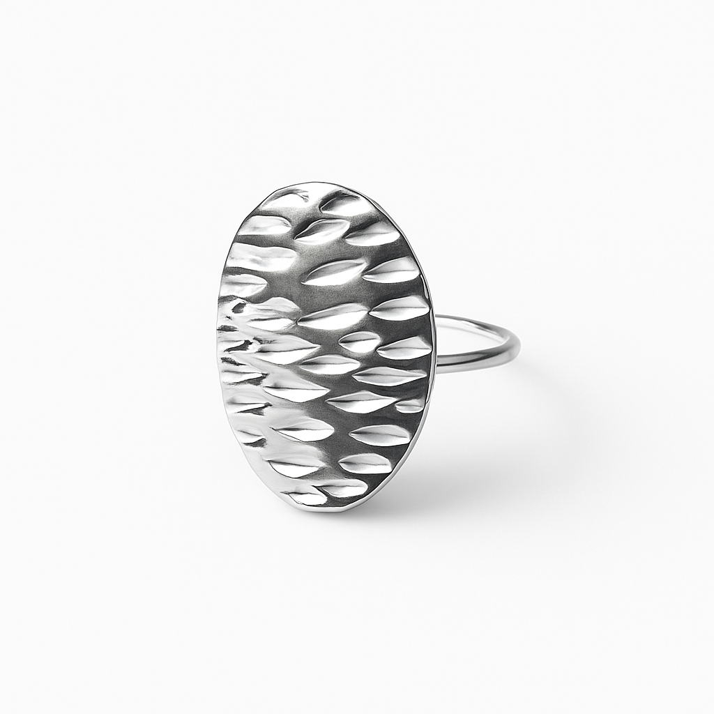Bague Pastille martelée argent