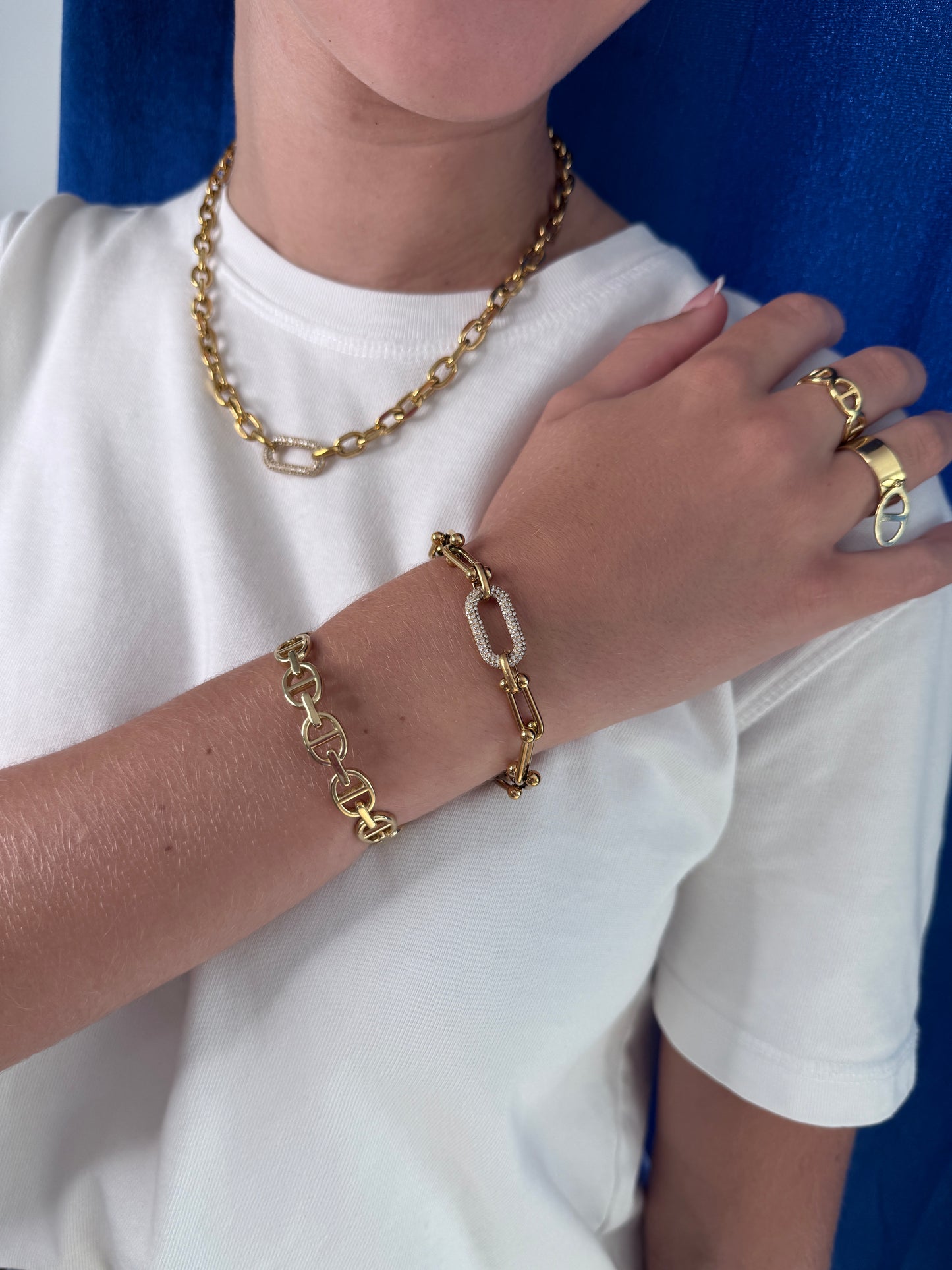 Bracelet grosses mailles et strass