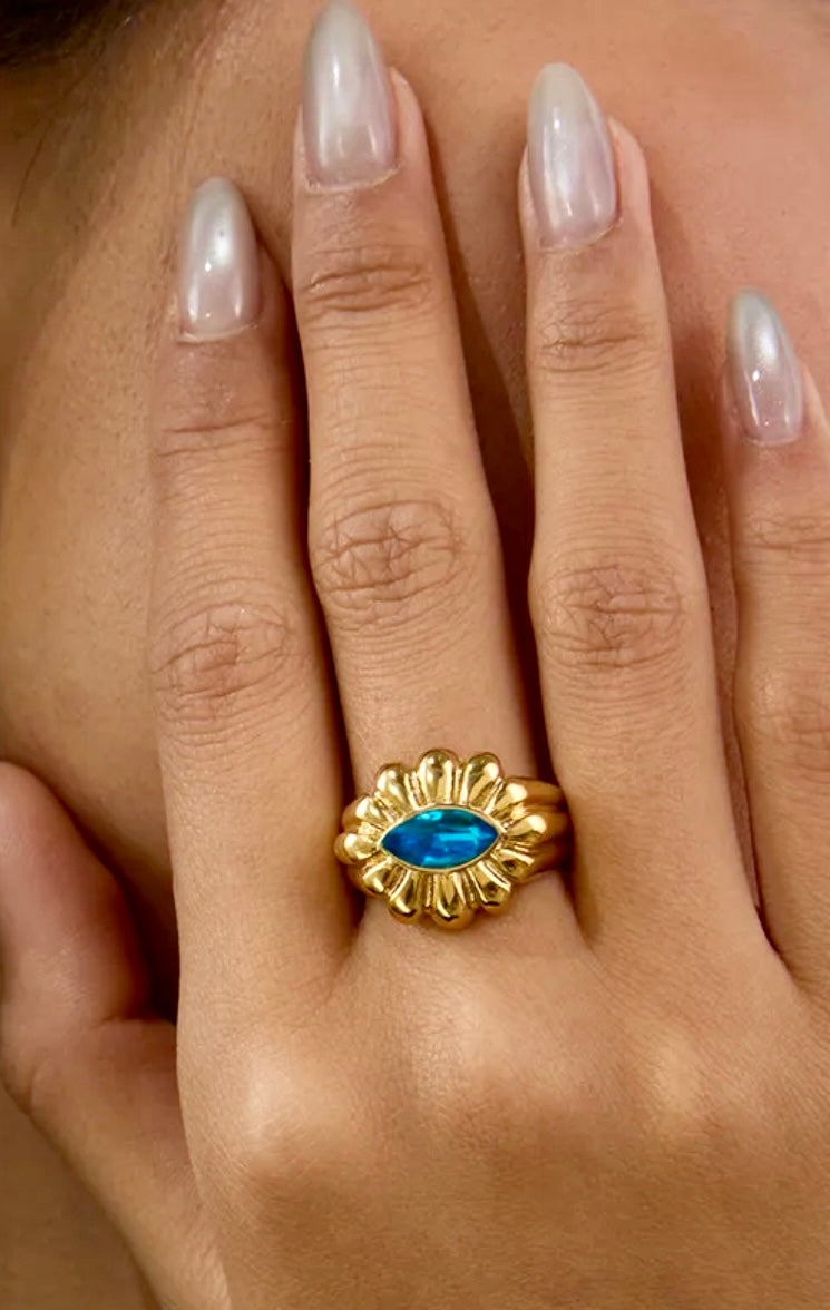 Bague Fleur turquoise