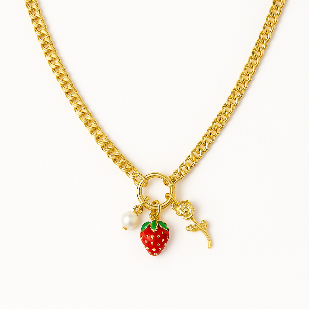 Collier fraise et perle