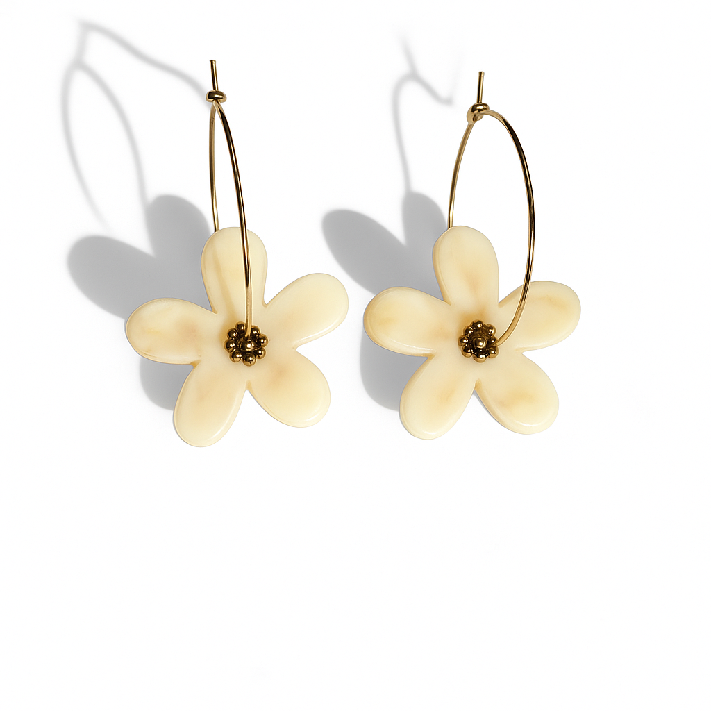 Boucles d’oreilles fleurs résine