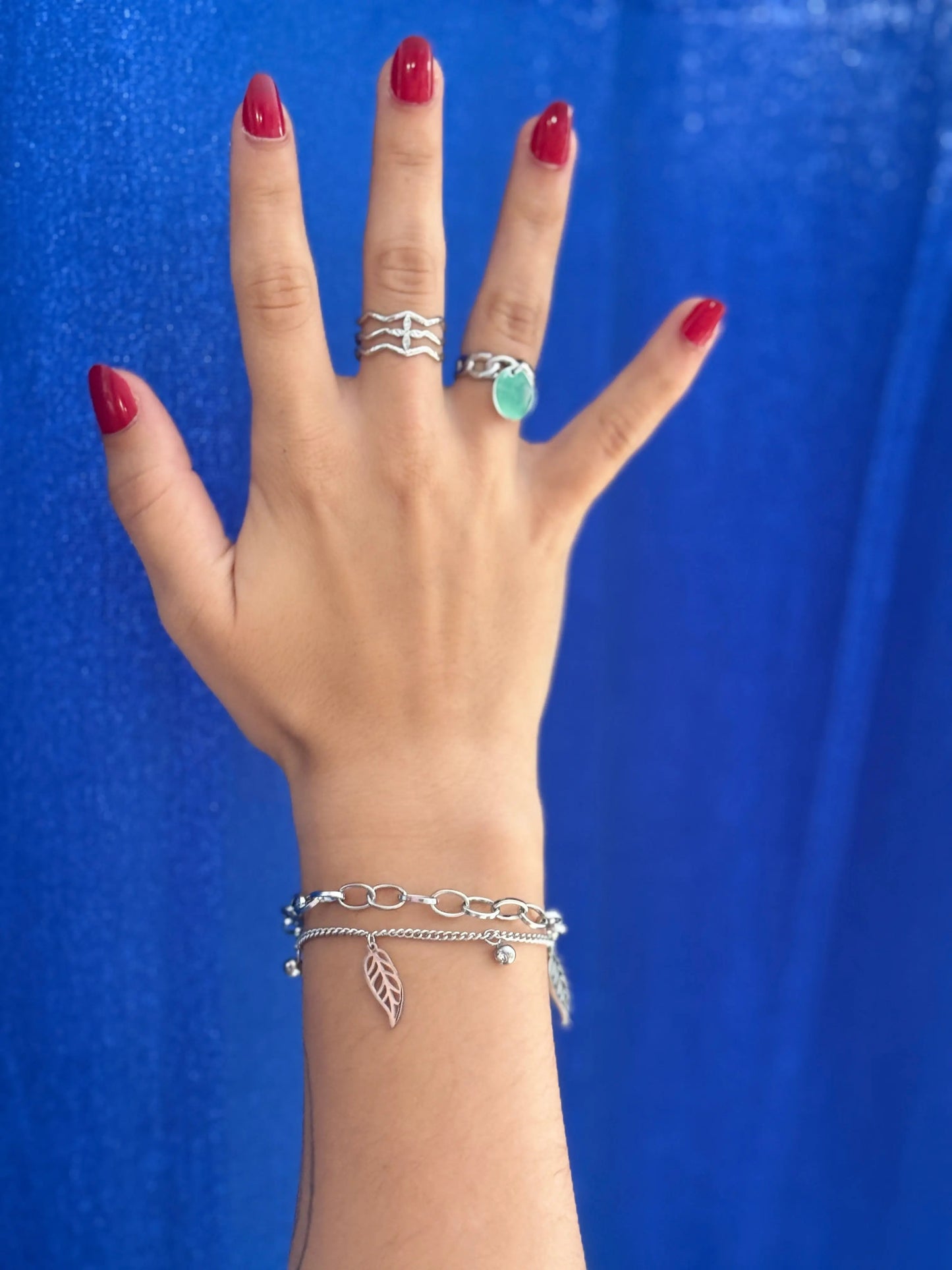Bracelet double feuilles et strass Chéri Chérie