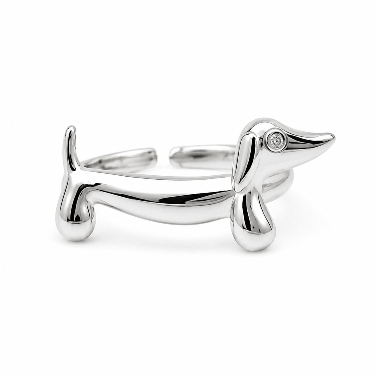 Bague Teckel Plaquée Or 18K – Œil Strass Chéri Chérie