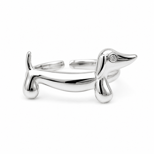 Bague Teckel Plaquée Or 18K – Œil Strass Chéri Chérie
