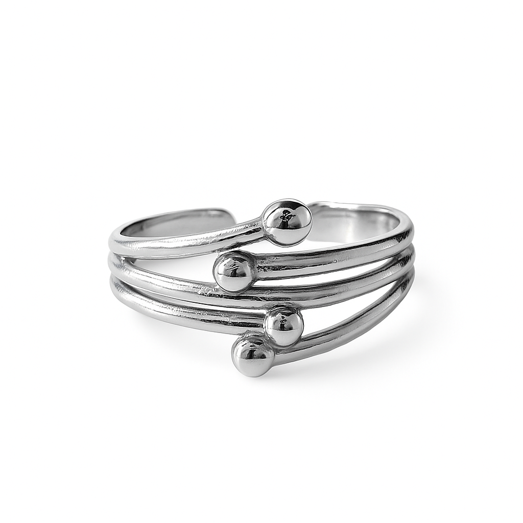 Bague Spirale argent 3 billes