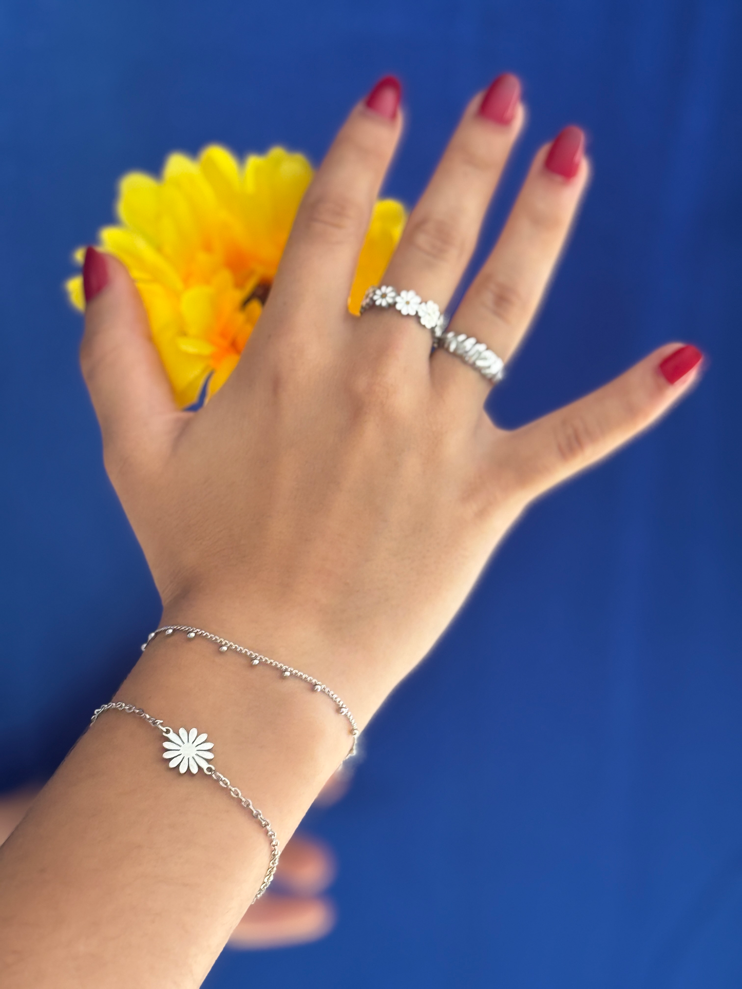 Bague Marguerites émaillées
