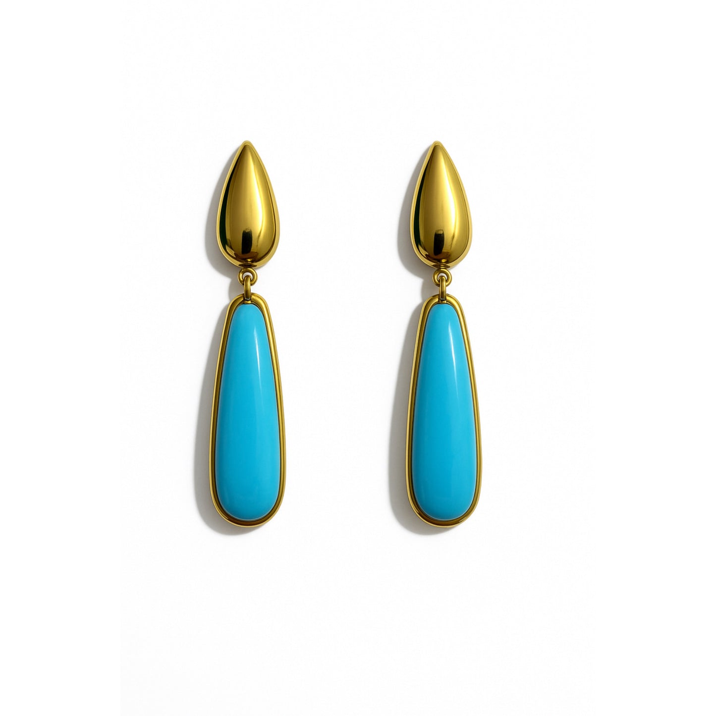 Boucles d’oreilles goutte turquoise dorées – Acier inoxydable 316L Chéri Chérie