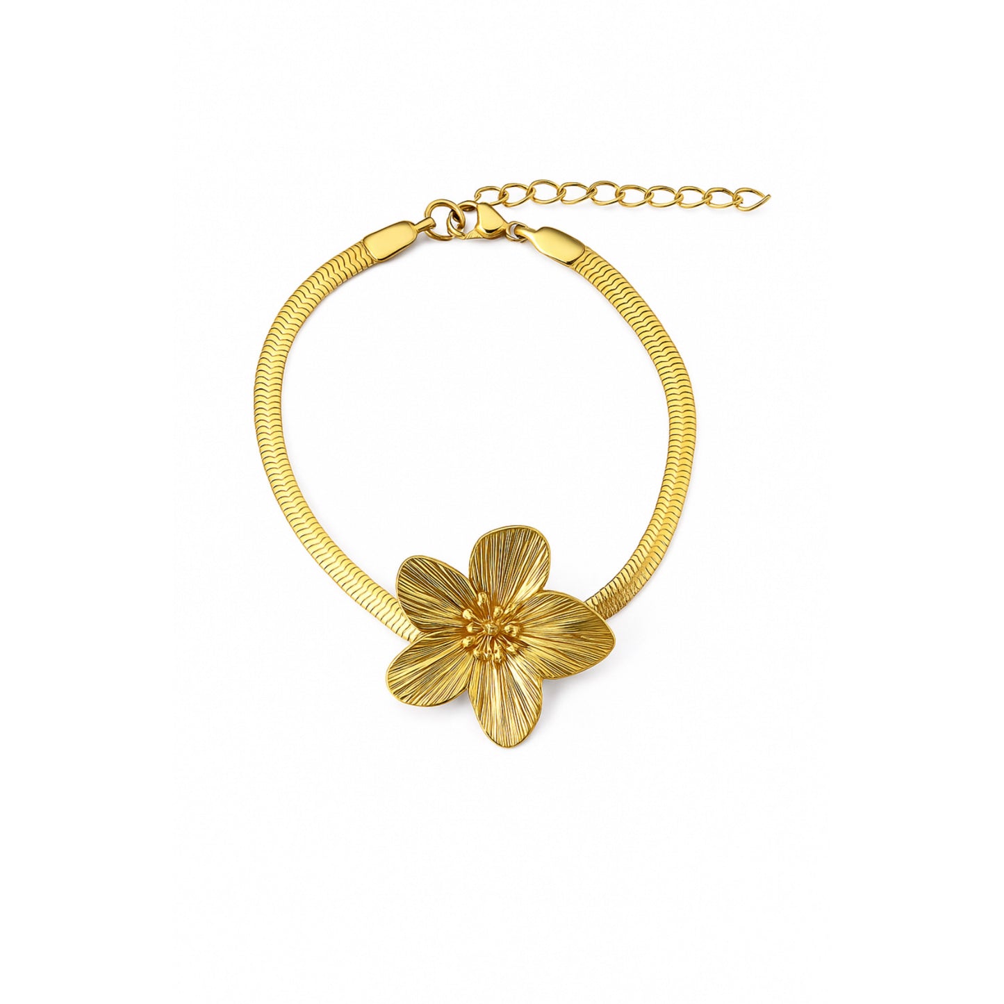 Bracelet maille serpent avec fleur Chéri Chérie
