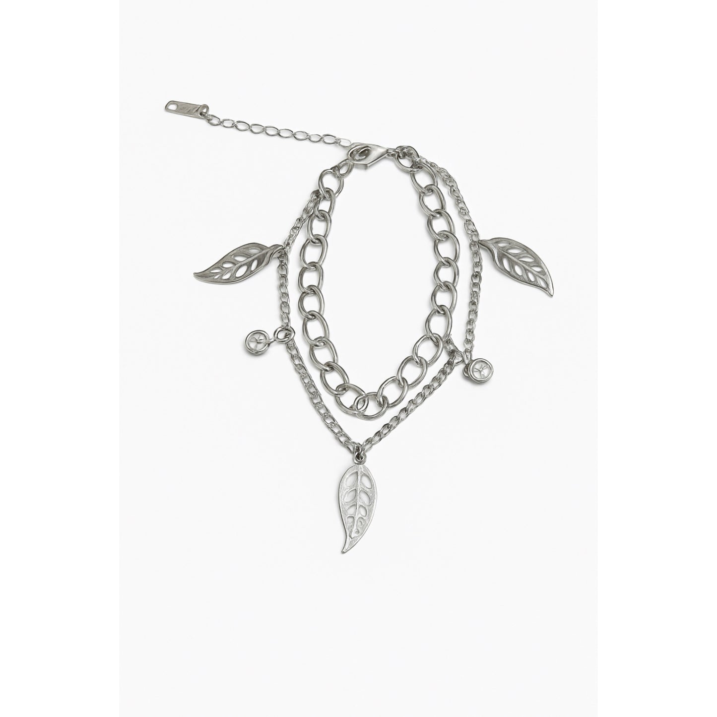 Bracelet double feuilles et strass Chéri Chérie