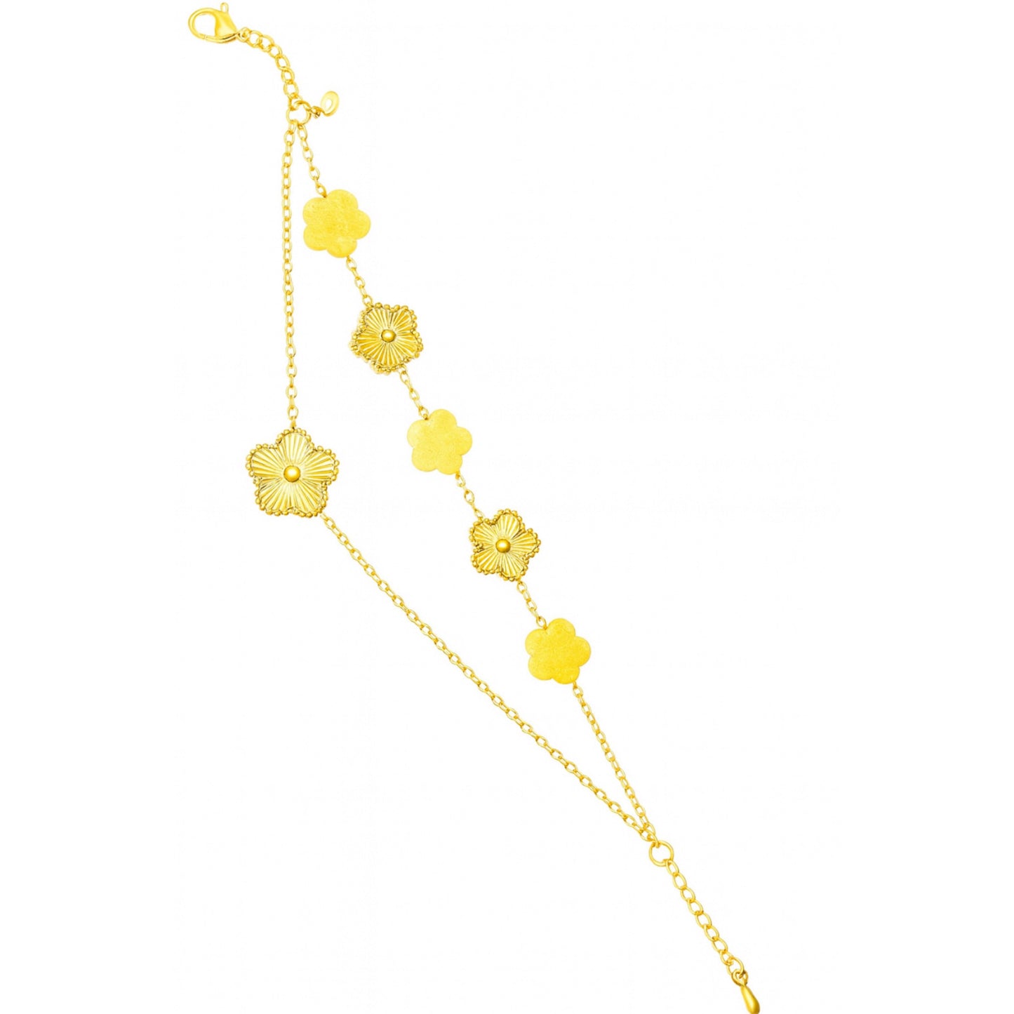 Bracelet fleurs alternés dorés Chéri Chérie