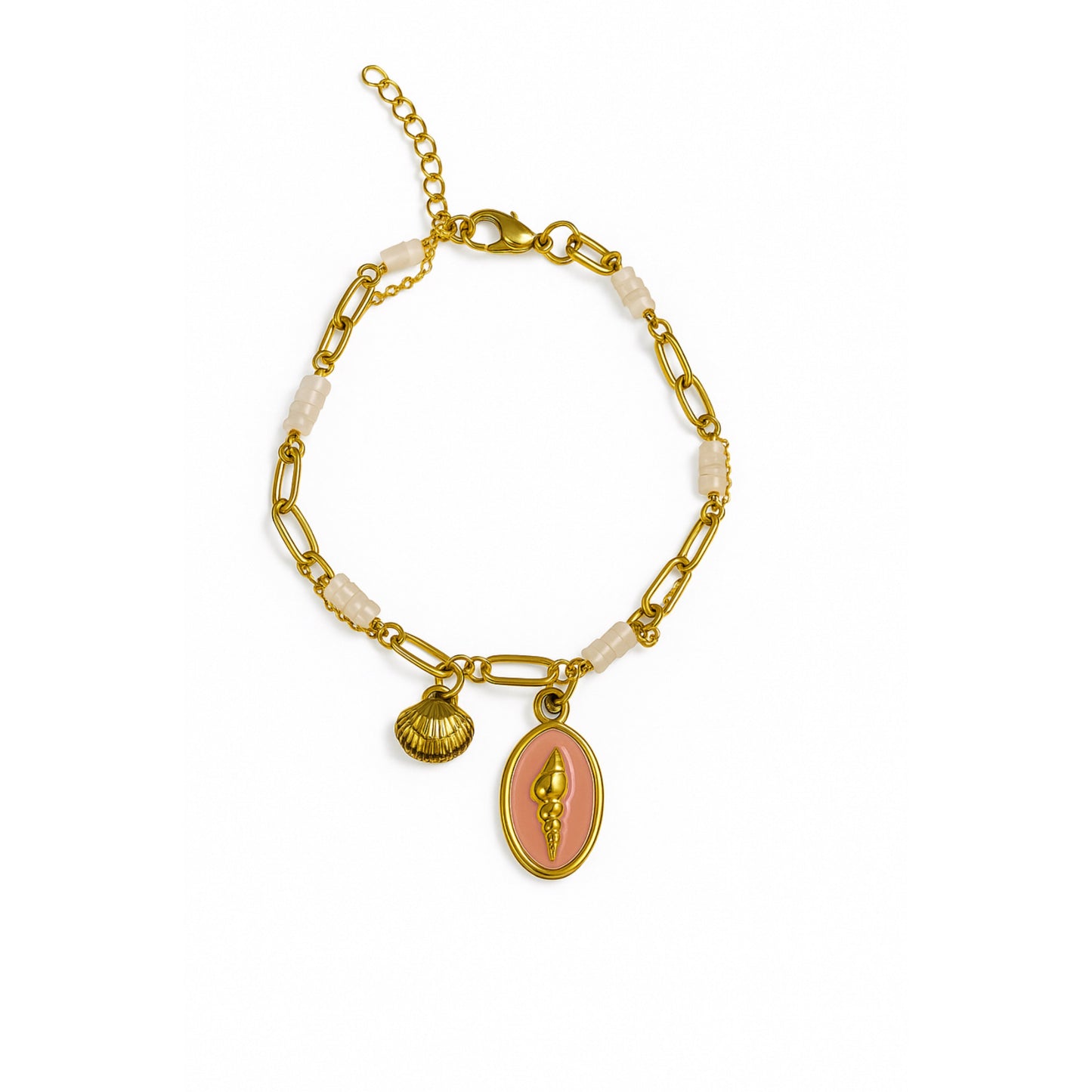 Bracelet coquillage fond rose Chéri Chérie