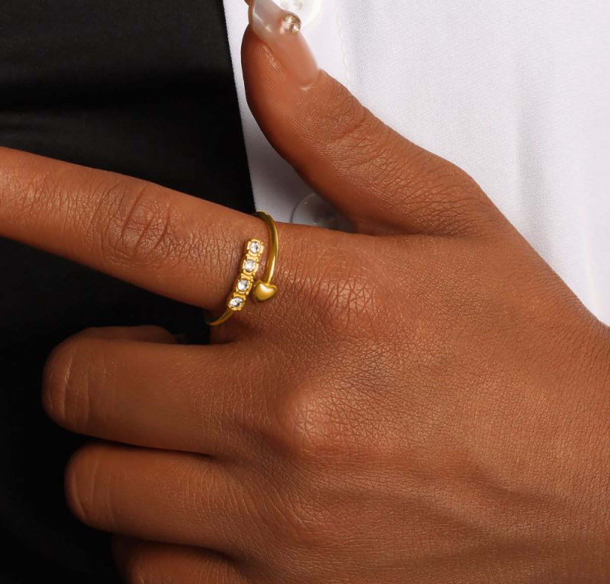 Bague Dorée Cœur & Strass
