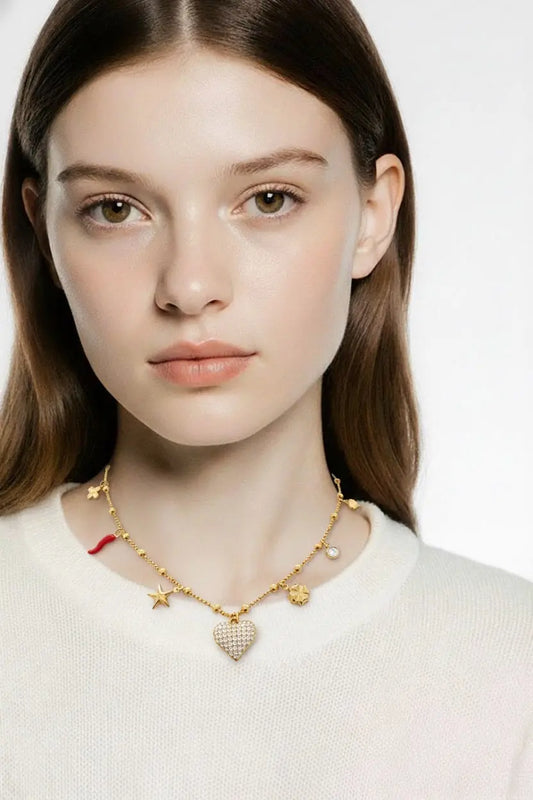 Collier Hortense - Chaîne Dorée Breloques Porte-Bonheur Chéri Chérie