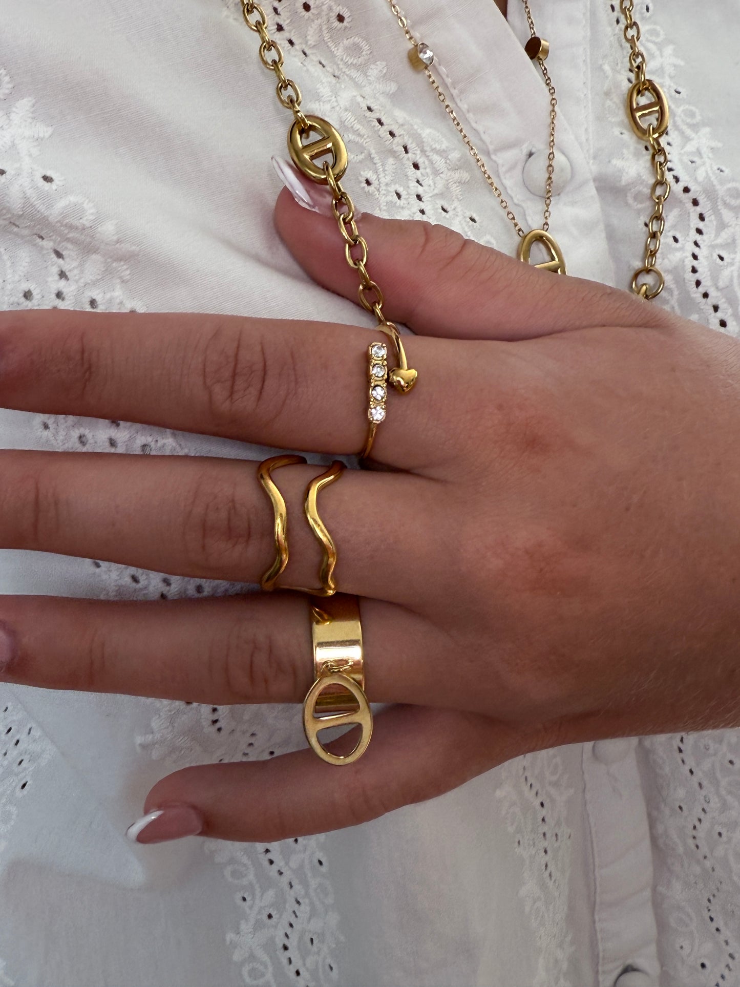 Bague Dorée Cœur & Strass