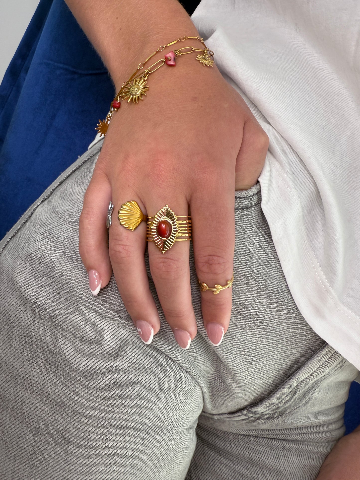 Bague fine feuille olivier