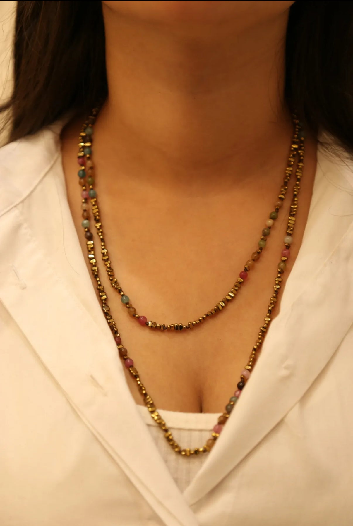 Collier sautoir pierres naturelles