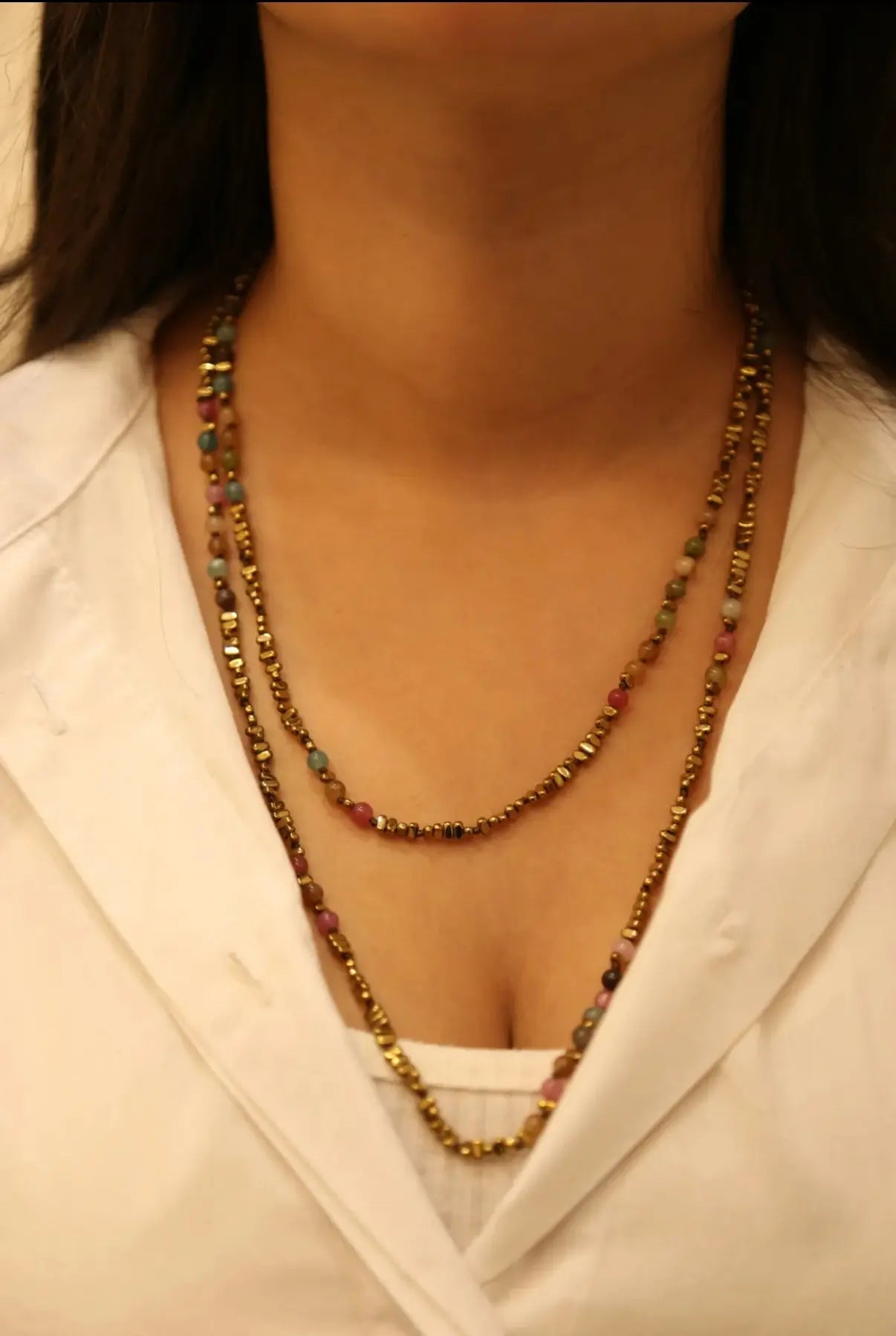 Collier sautoir pierres naturelles Chéri Chérie