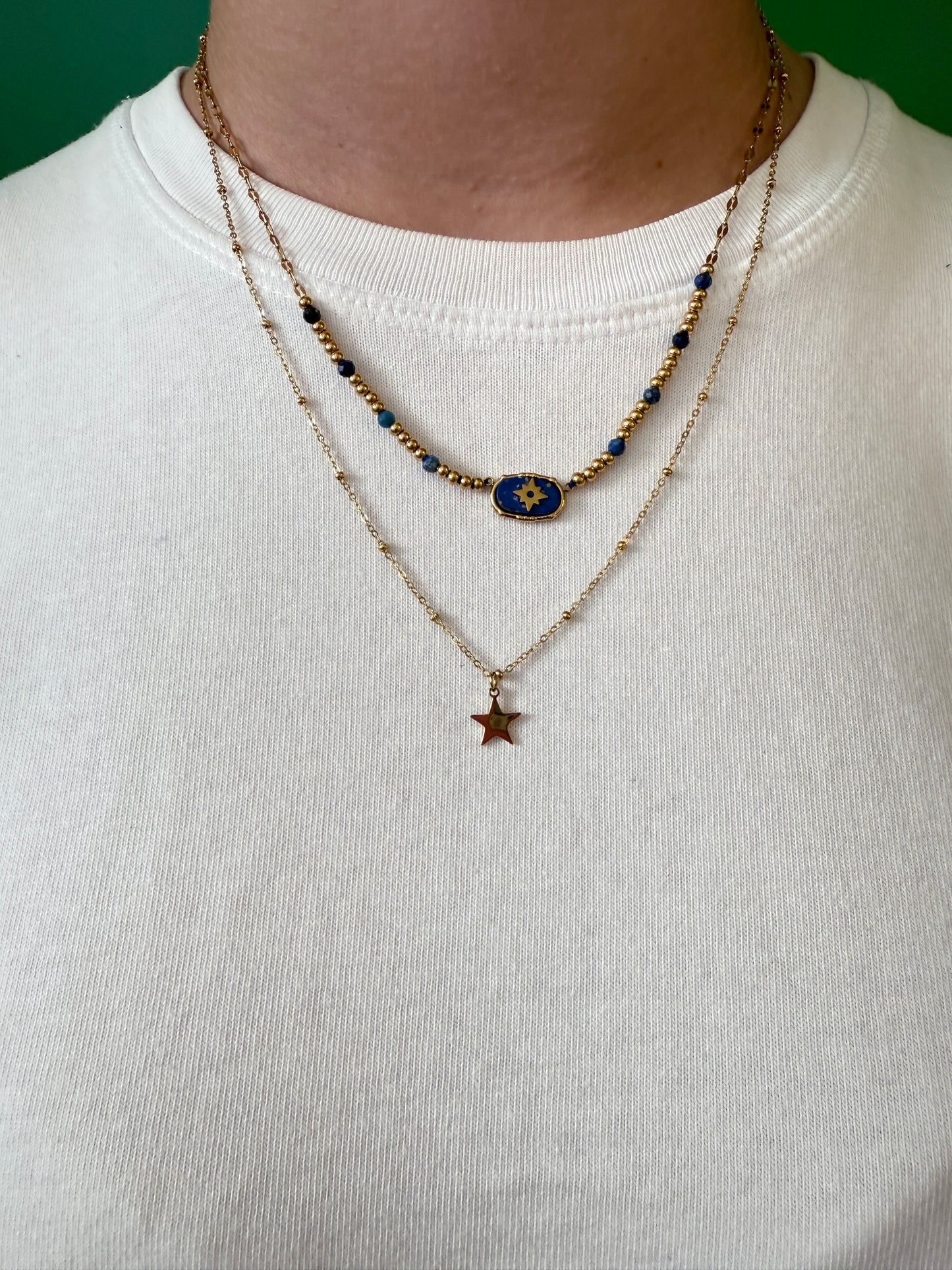Collier double avec pierres naturelles