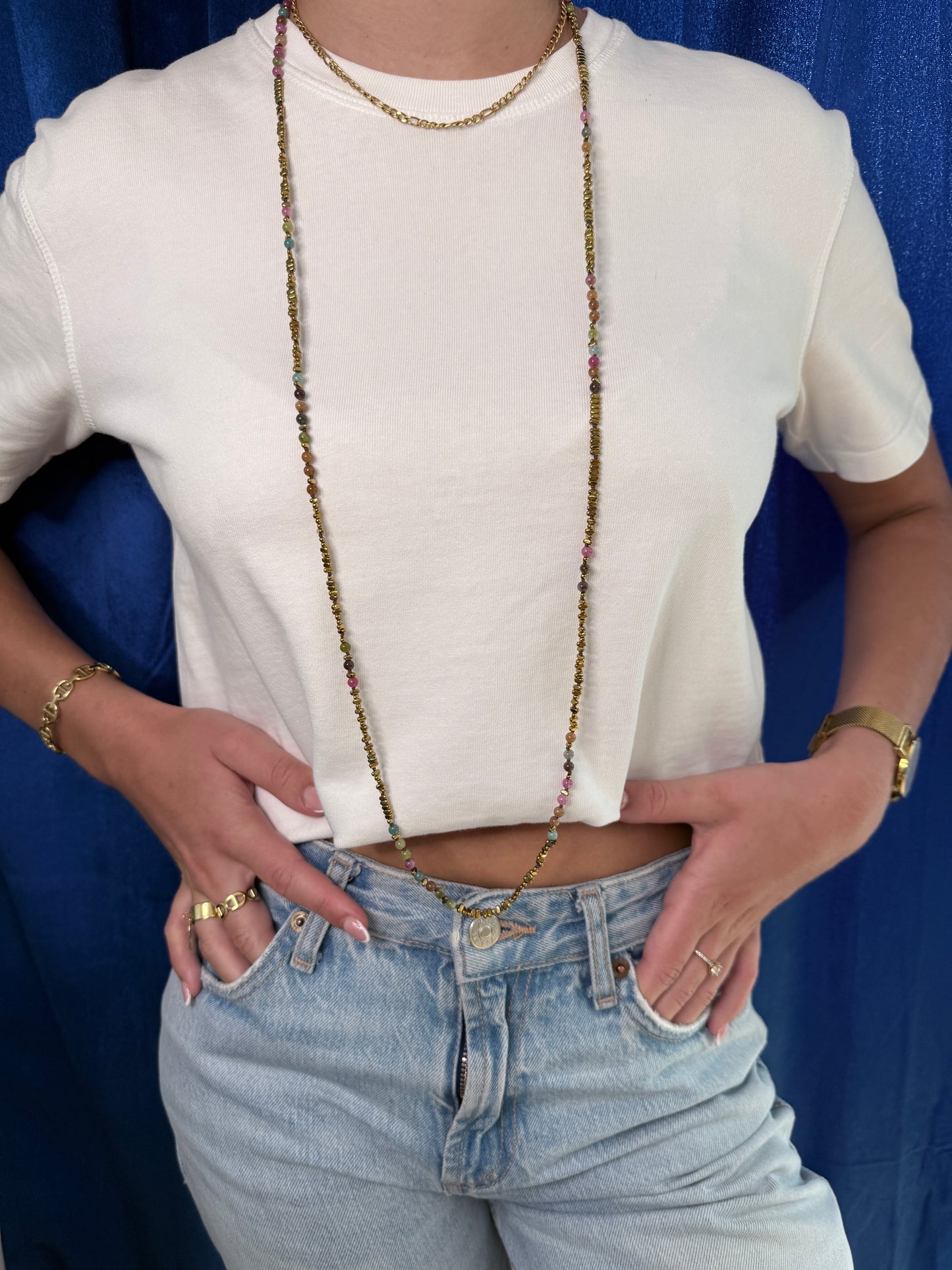 Collier sautoir pierres naturelles