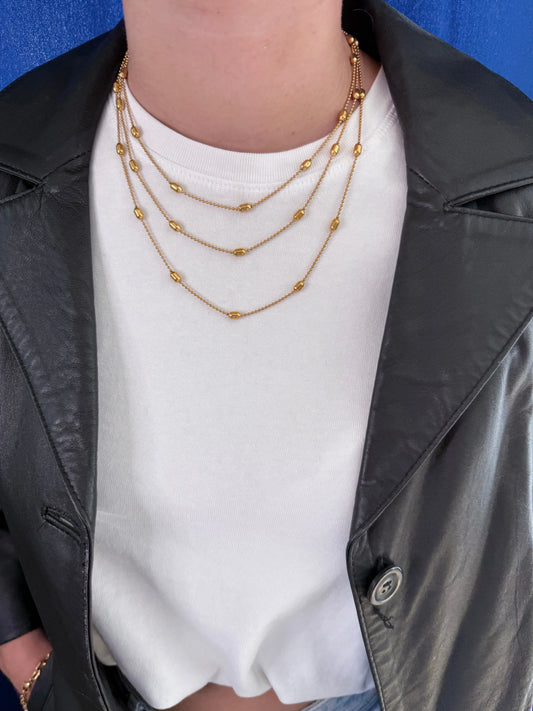 Collier TRIO triple rangs doré porté cou femme look chic élégant superposition - Chéri Chérie