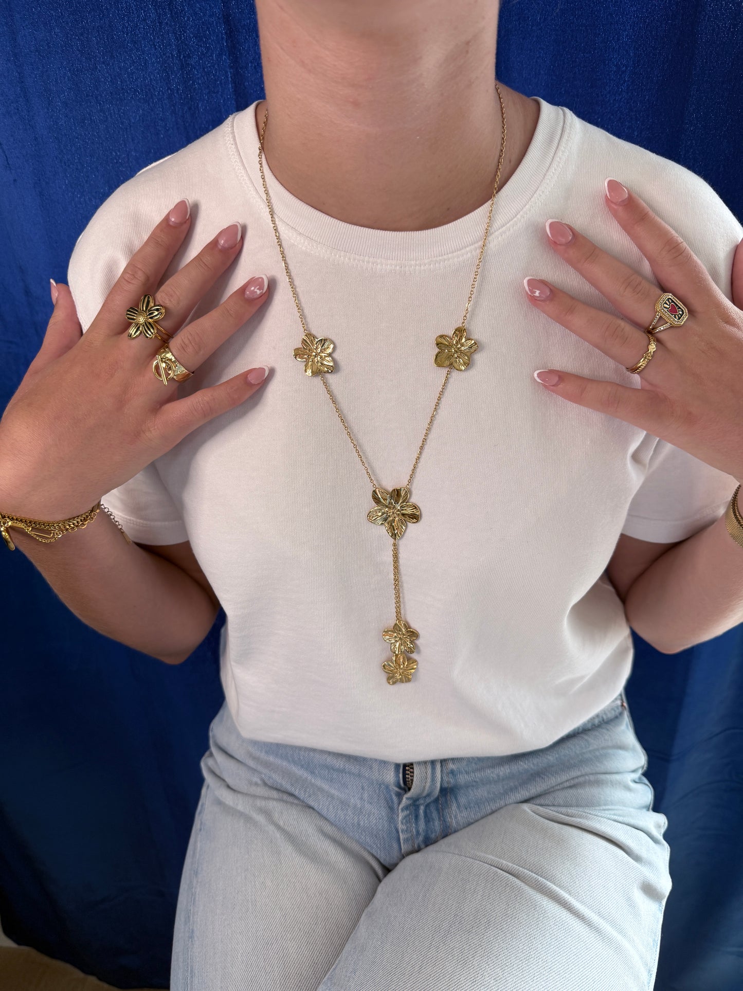Sautoir - Collier Cravates Chaine breloque fleurs