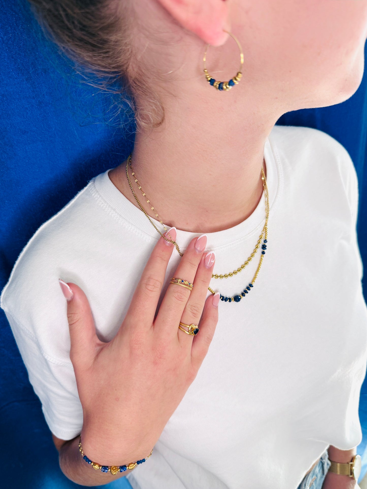 Boucles d’oreilles créoles, pierres naturelles