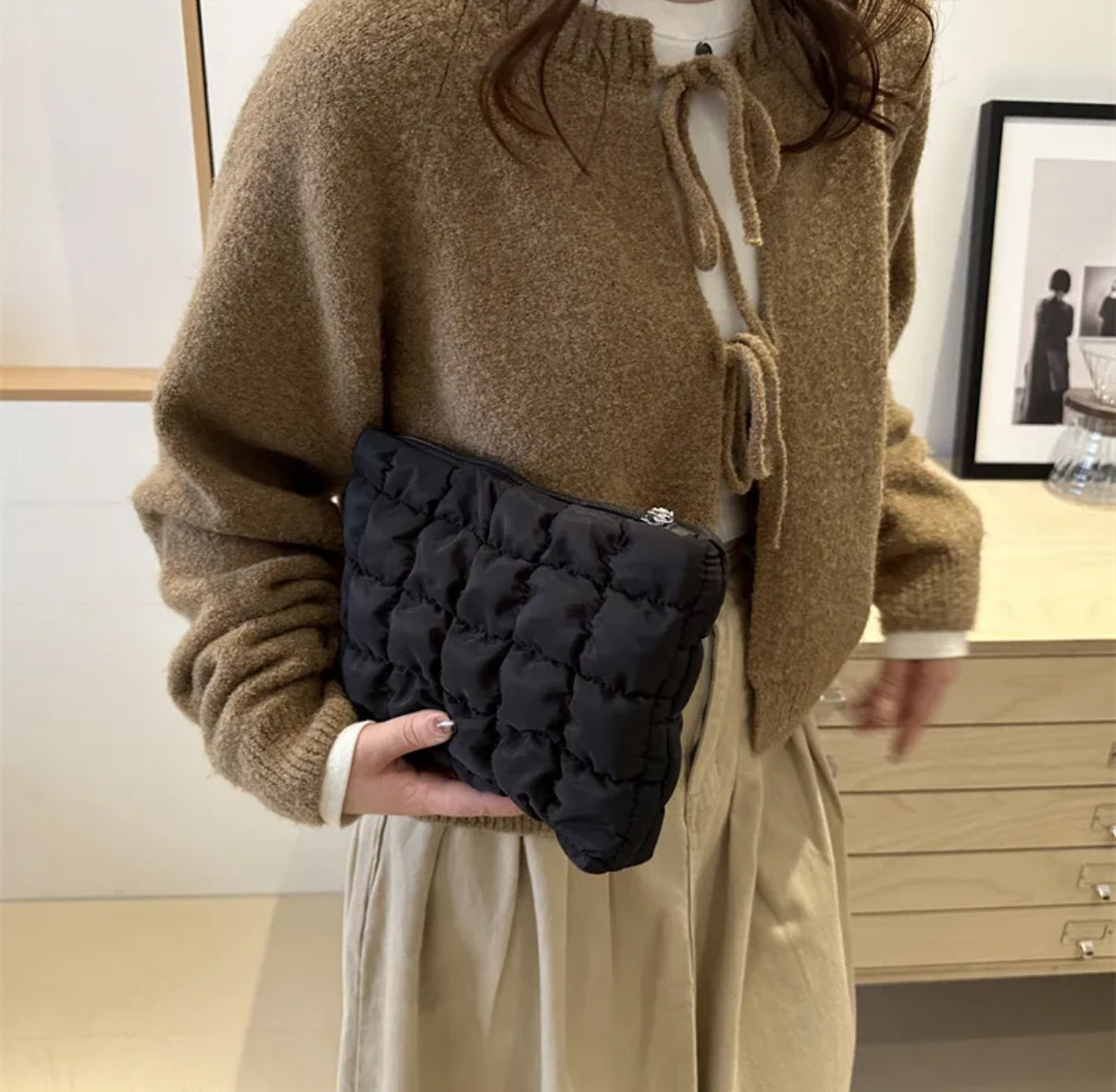 Pochette matelassé noire