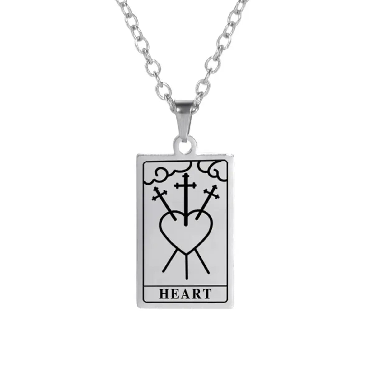 Collier homme Heart pendentif cœur transpercé croix acier inoxydable 316L 44-49 cm - Chéri Chérie