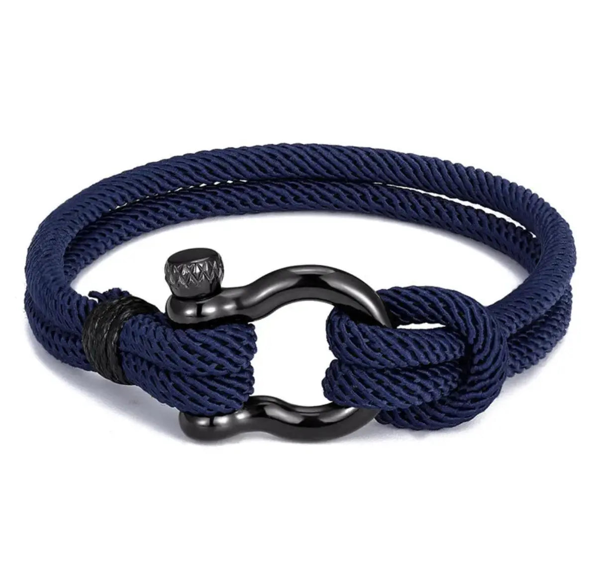 Bracelet cordon homme bleu clair fermeture acier chirurgical noir 22 cm - Chéri Chérie