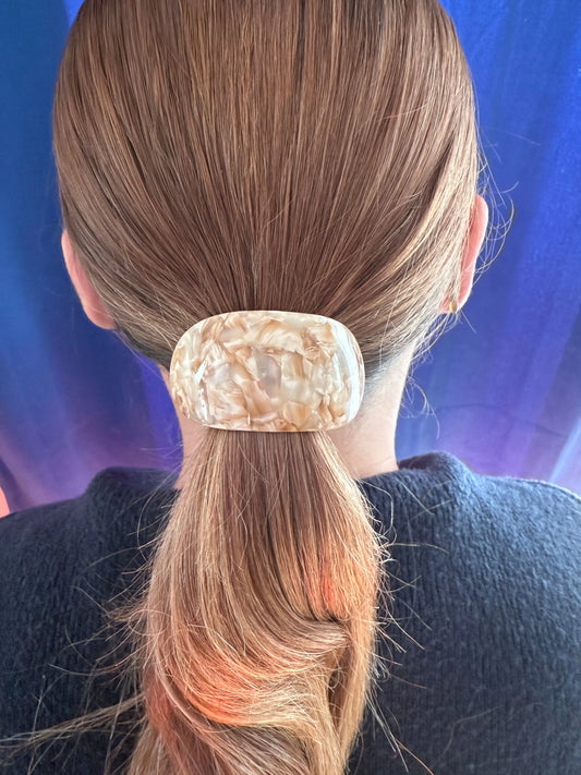 Accessoire cheveux maxi pièce nacrée beige marron - Chéri Chérie