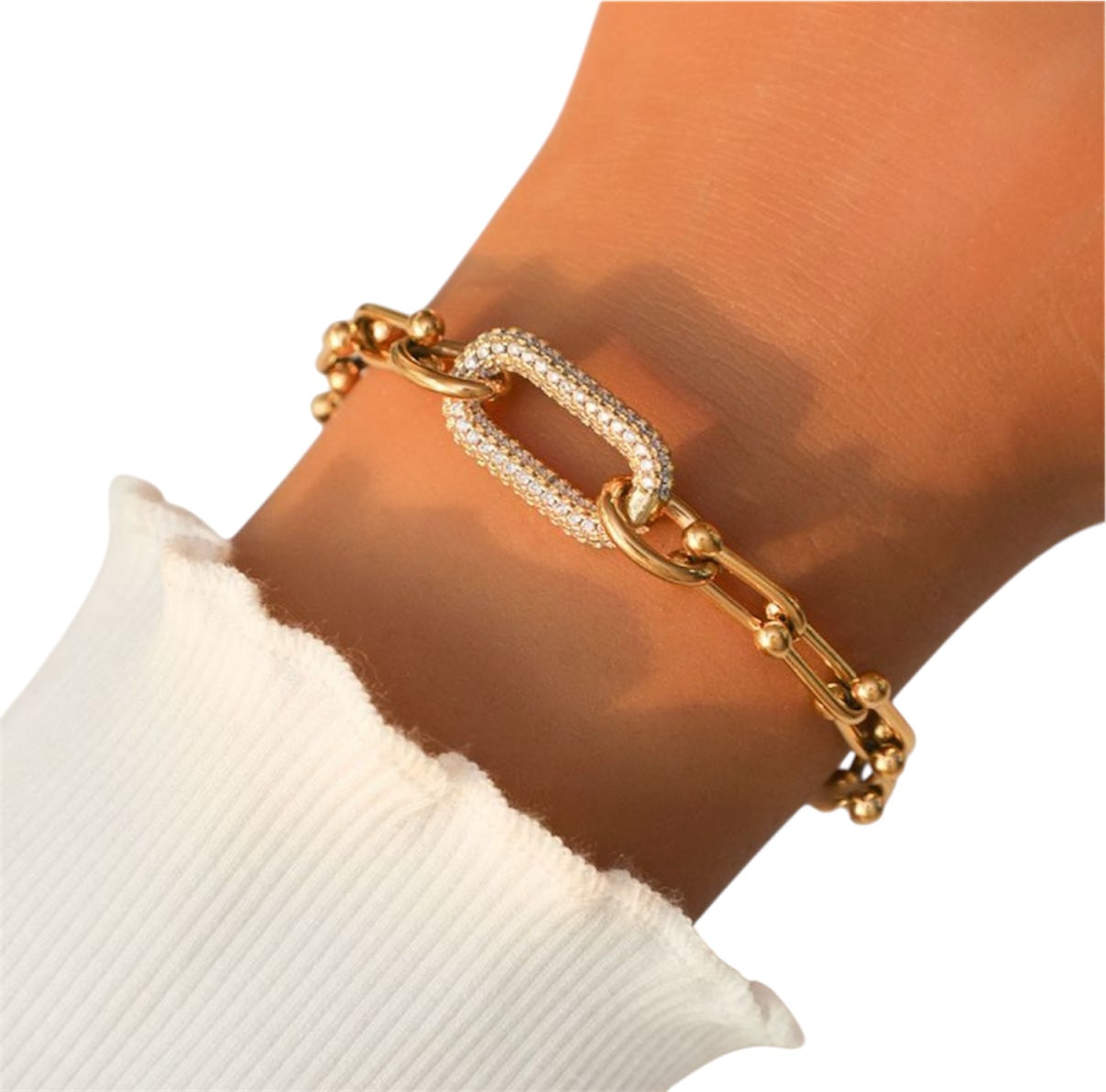 Bracelet grosses mailles et strass