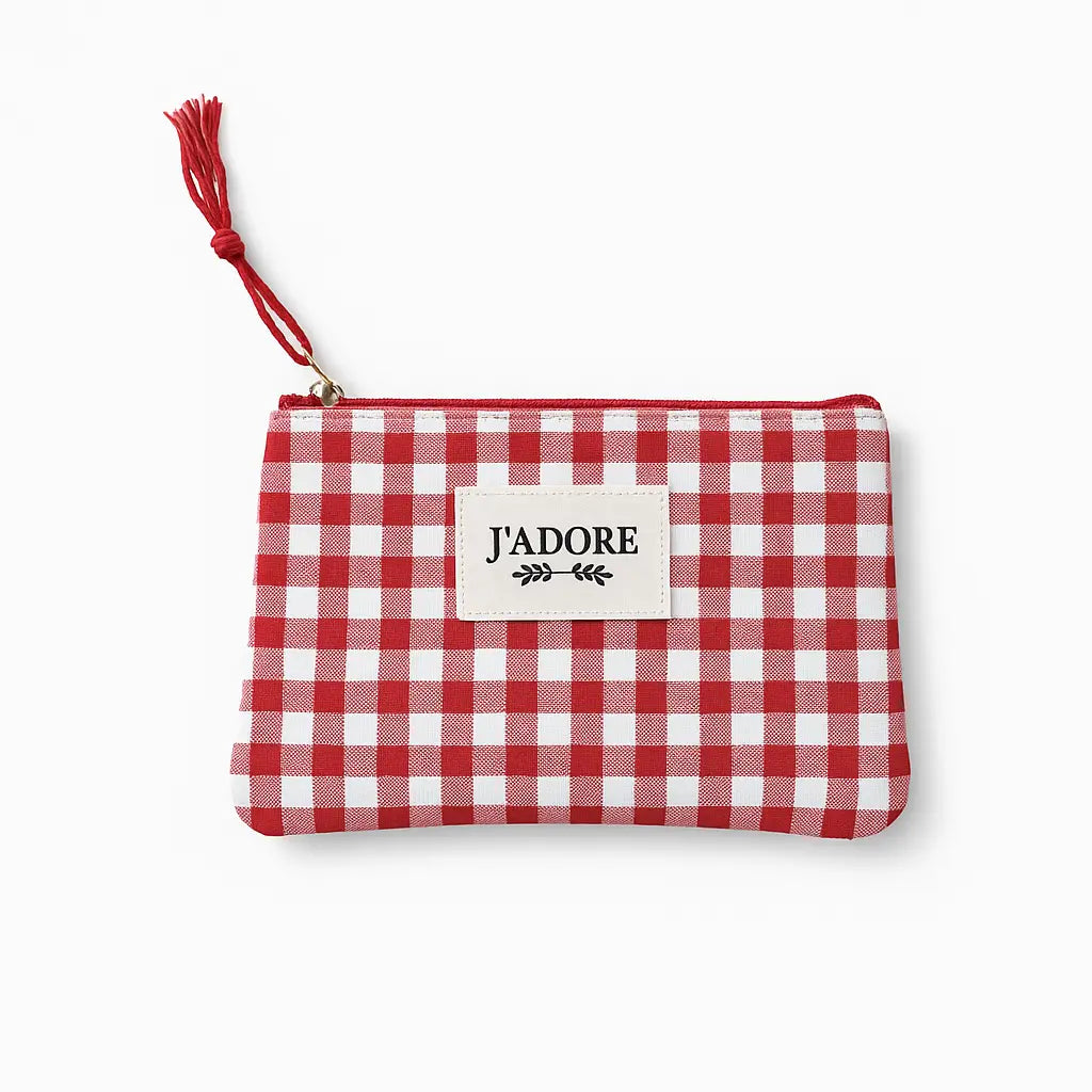 Pochette vichy rouge J’adore Chéri Chérie