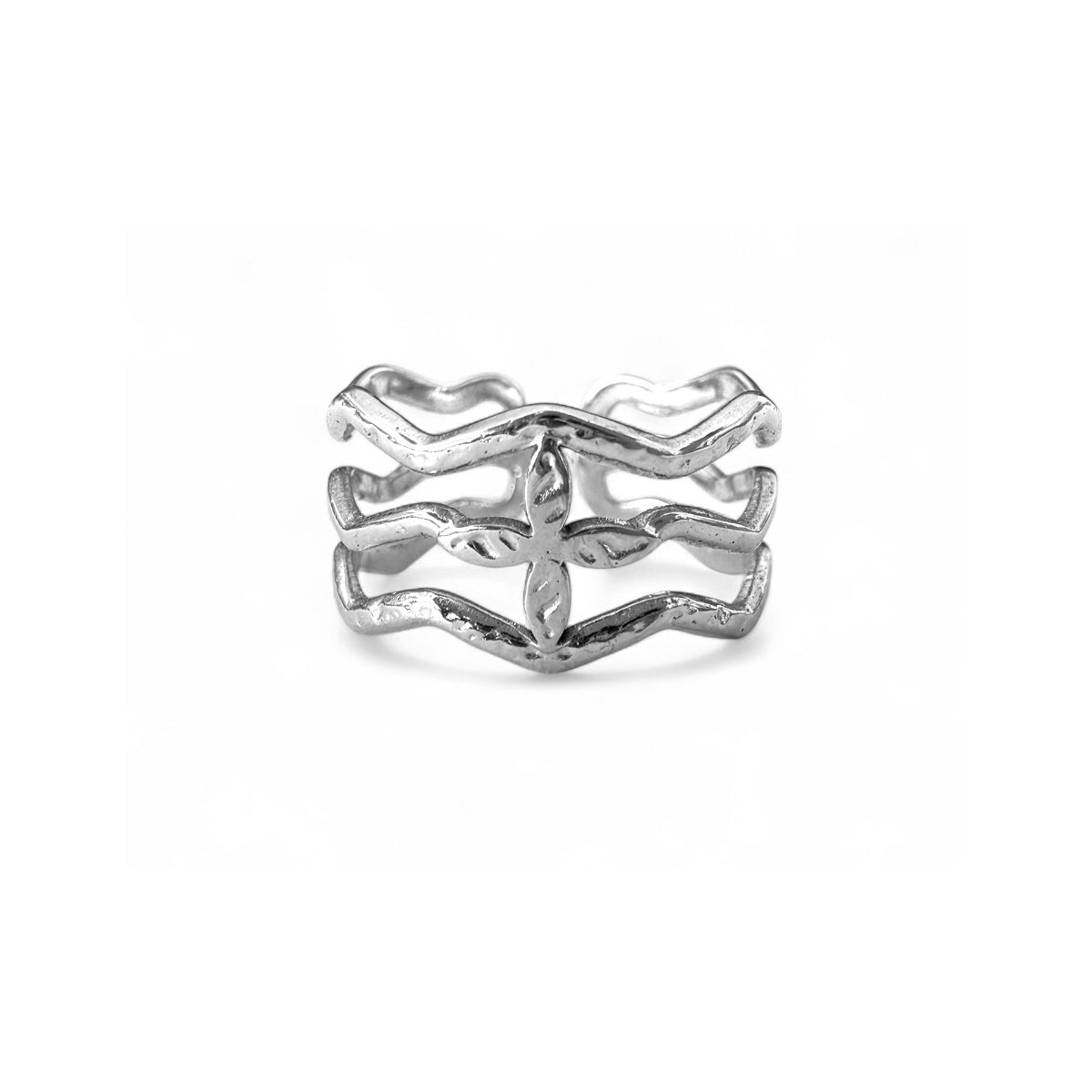 Bague Ajourée argent 4 vagues