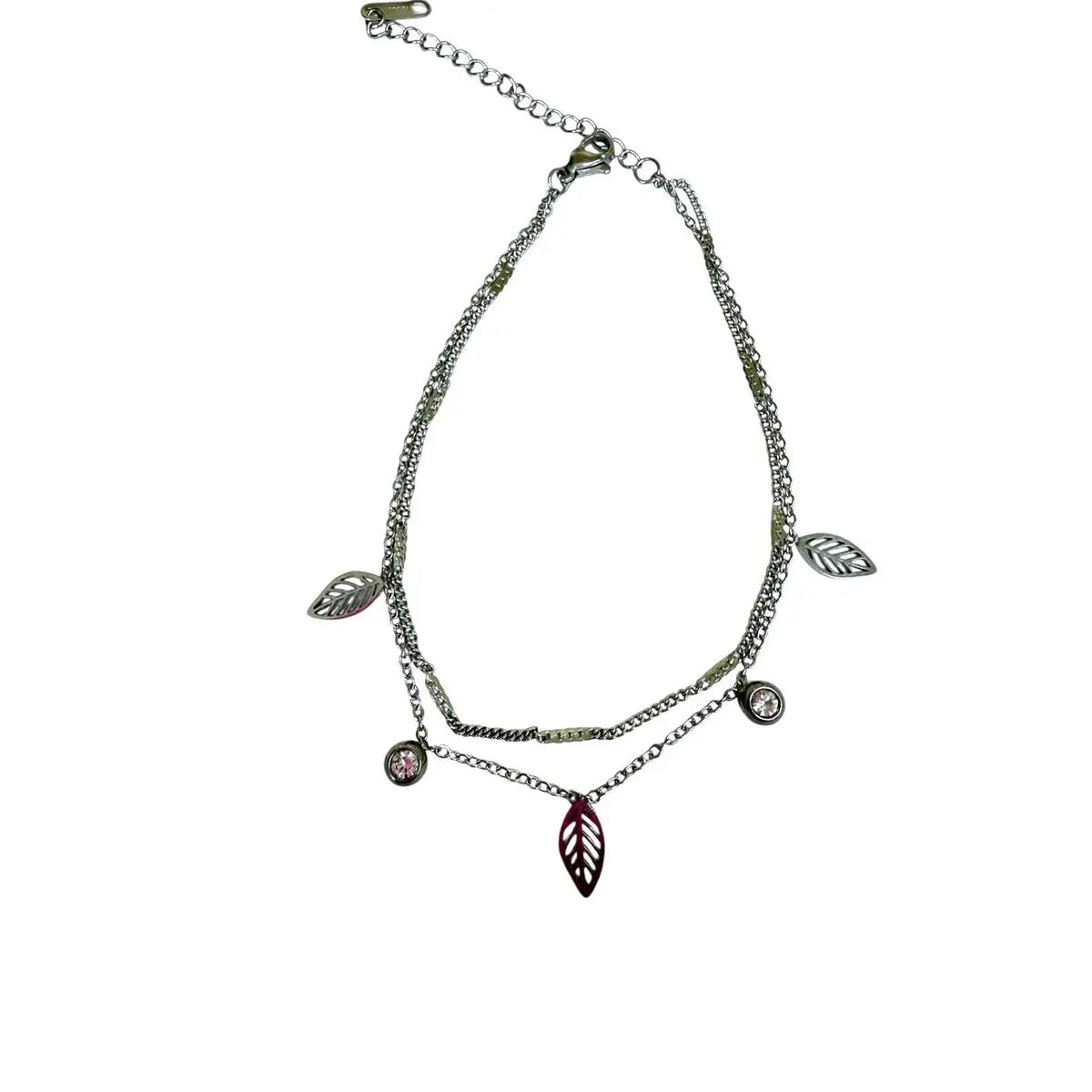 Feuilles & Strass Argent - acier chirurgical