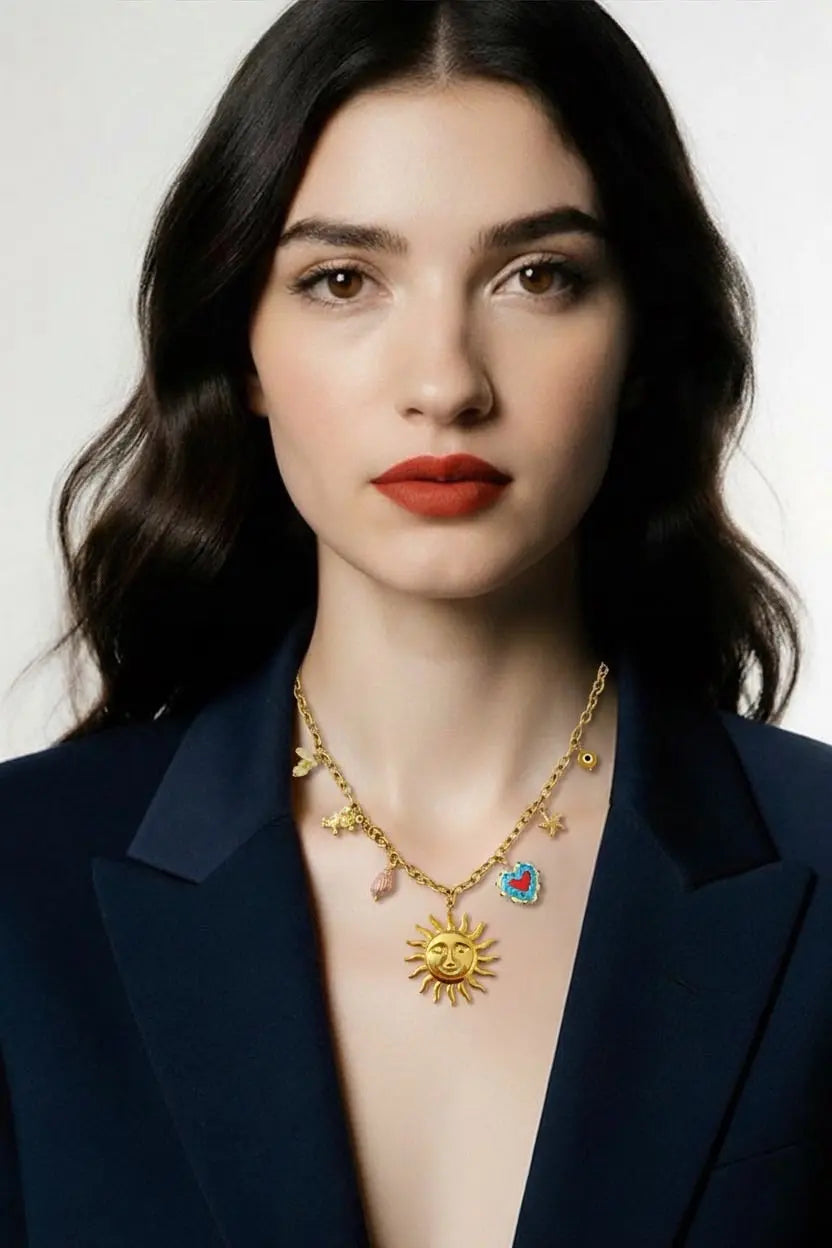 Collier Wendy - soleil et symboles protecteurs Chéri Chérie