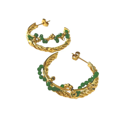 Boucles d'oreilles style nacre dorées acier chirurgical 316L plaqué or 18K – Chéri Chérie