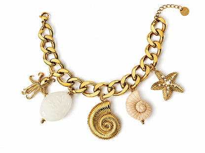 Bracelet Chaîne Dorée & Charms Marins