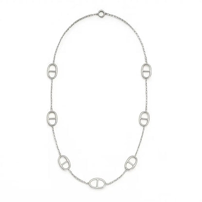 Sautoir MARINA maille marine argentée acier chirurgical 316L long 87-92 cm femme - Chéri Chérie
